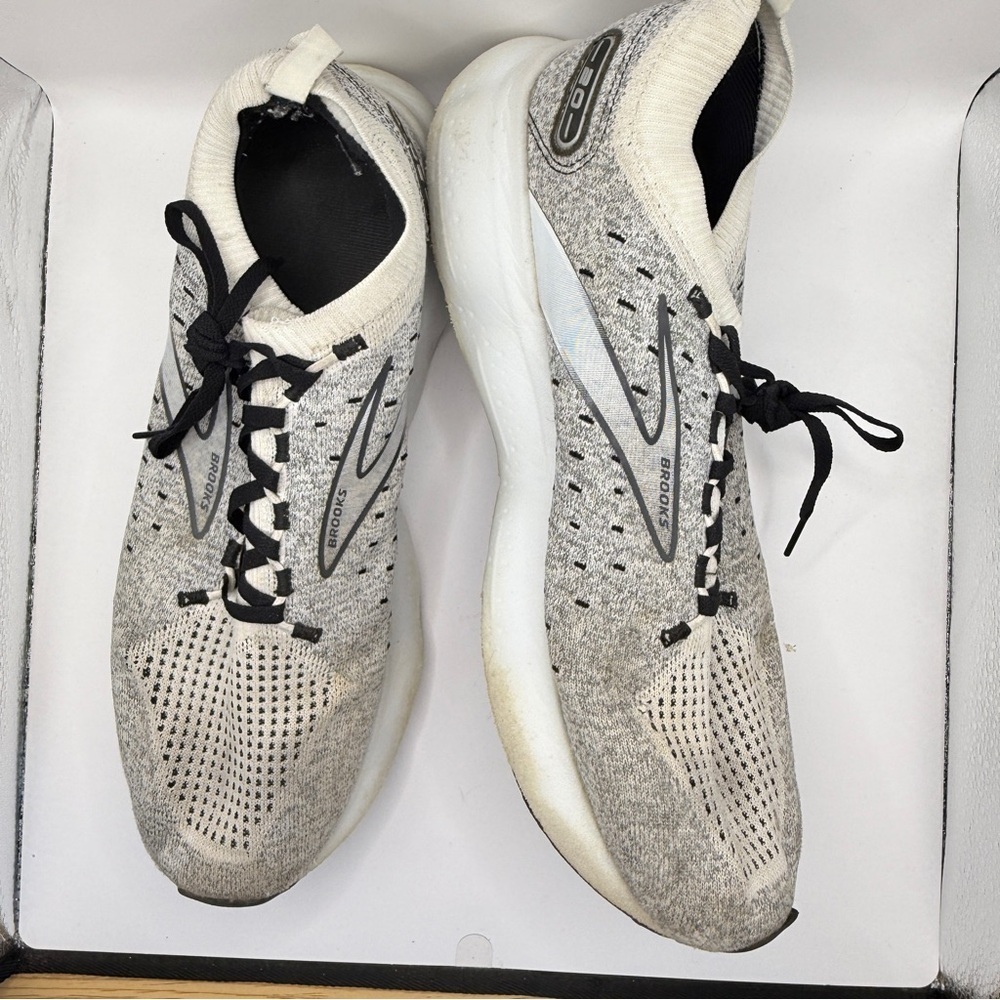 Brooks Ghost 15 Mens 12 Neutral Running Shoes Gray Knit Lightweight Trainers
